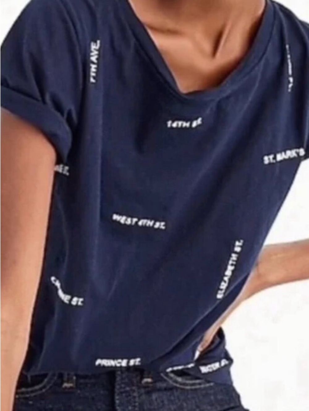 J. Crew  New York City Streets Navy Short Sleeve Tee with White Street names